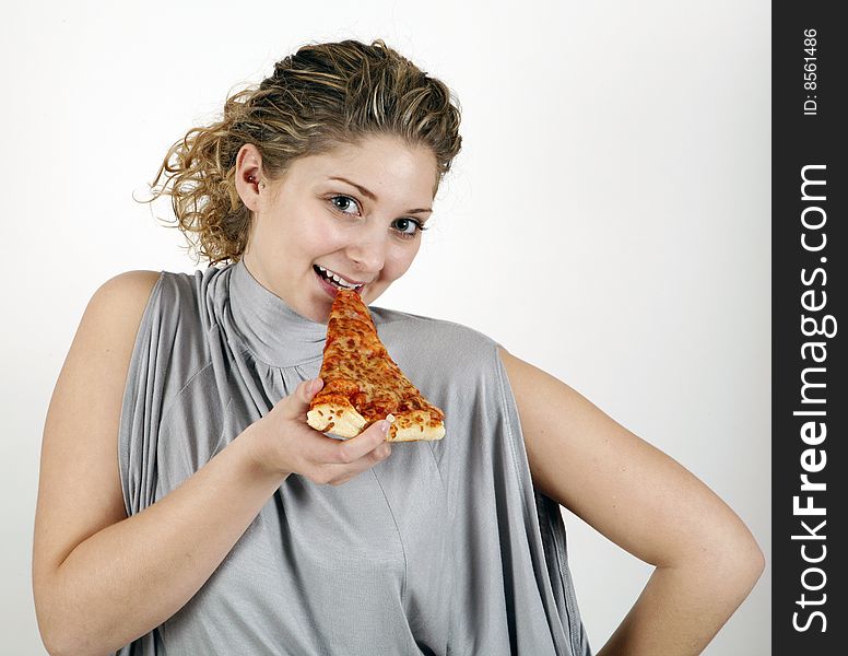 Girl Eating Pizza Slice