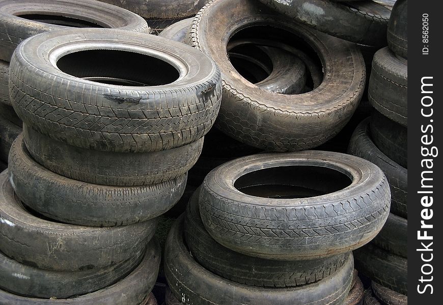 Background of old tires stacked. Background of old tires stacked