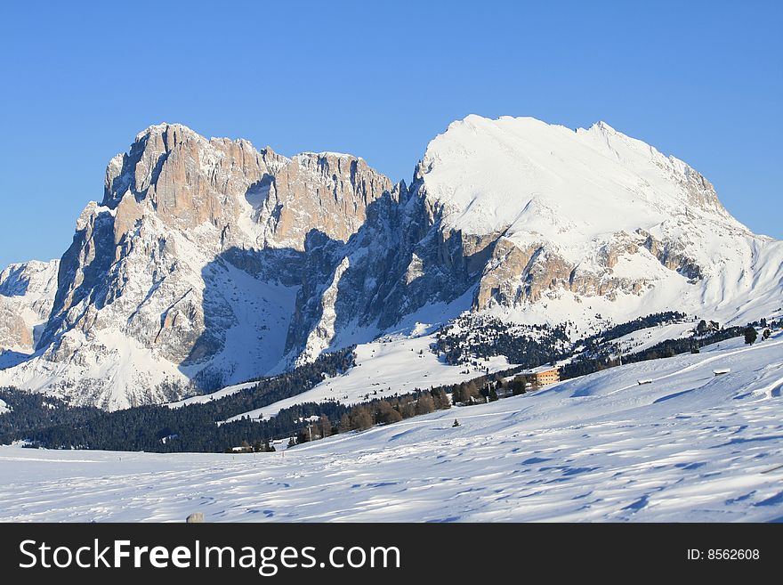 Mountain Landscape, Snow, Dolomites Alps