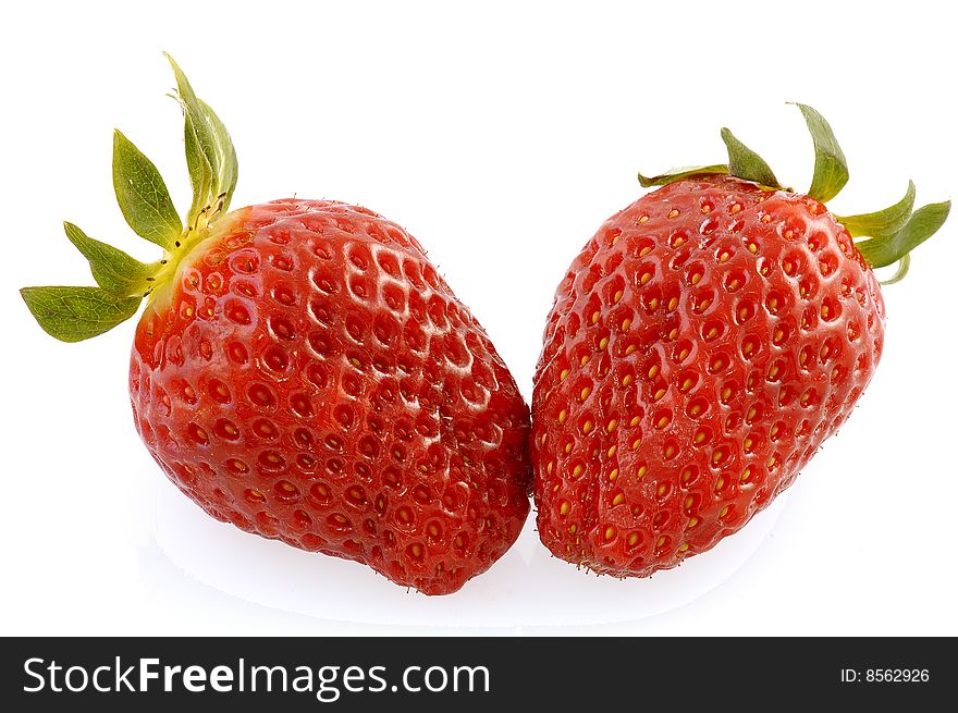 Close-Up at strawberries isolated on the white background