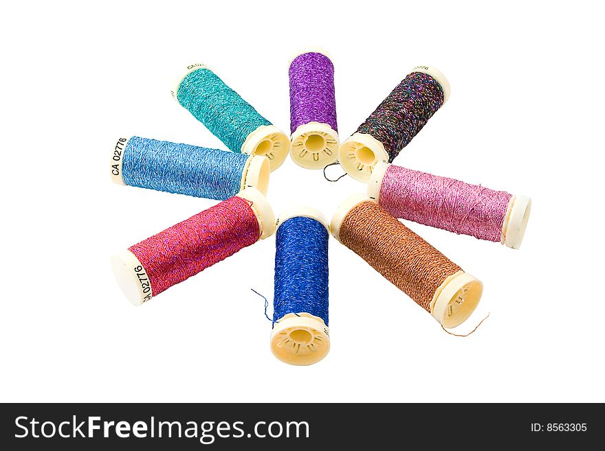 Threads on spool isolated on white background