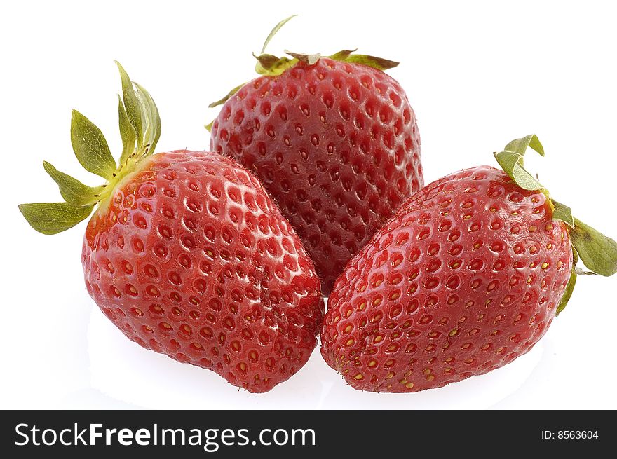 Close-Up at strawberries isolated on the white background