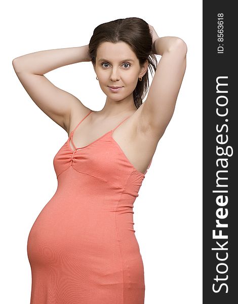 A photo of young caucasian pregnant woman