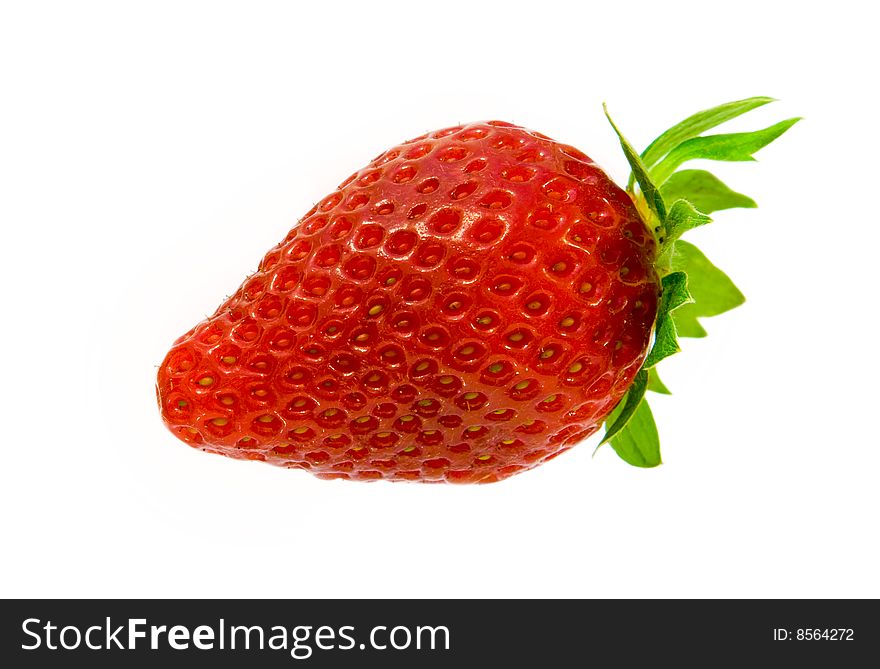 One large and red sweet strawberry. isolated. One large and red sweet strawberry. isolated