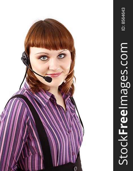 Beautiful Representative girl with headset