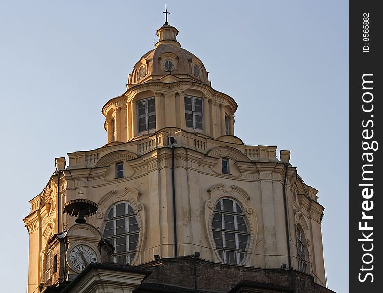 The dome of the San Lorenzo church in Turin. The dome of the San Lorenzo church in Turin