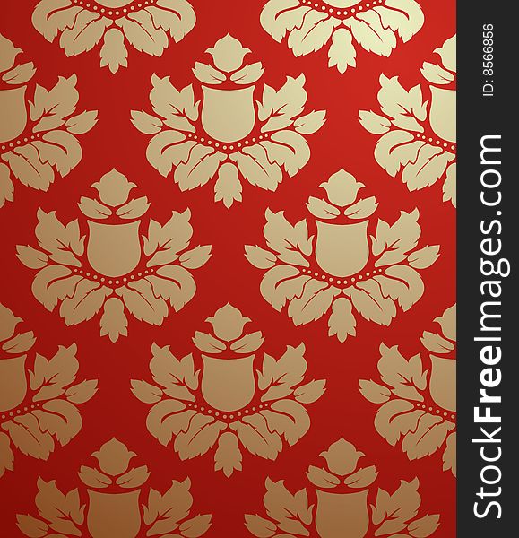Vector seamless gold and red pattern. Vector seamless gold and red pattern