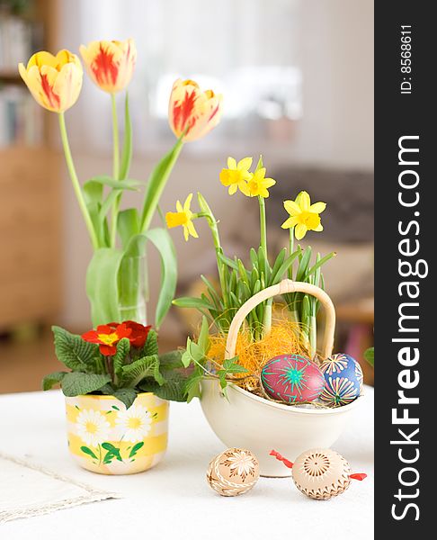 Traditional Easter Eggs with Flowers. Traditional Easter Eggs with Flowers