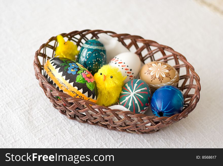 Traditional Easter Eggs Decoration Setting. Traditional Easter Eggs Decoration Setting