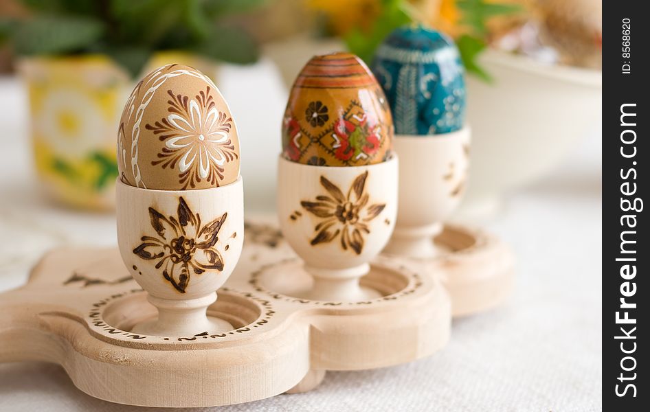 Traditional Easter Eggs Decoration Setting. Traditional Easter Eggs Decoration Setting