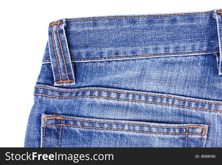Blue Jeans with Seams isolated on white. Blue Jeans with Seams isolated on white