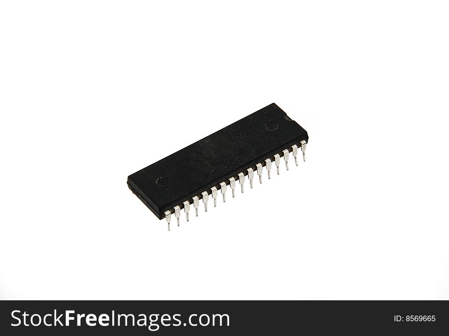 Small black computer component isolated on white background