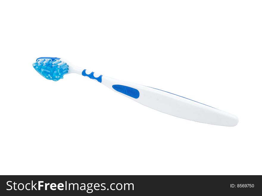 One tooth brush with toothpaste isolated on white background