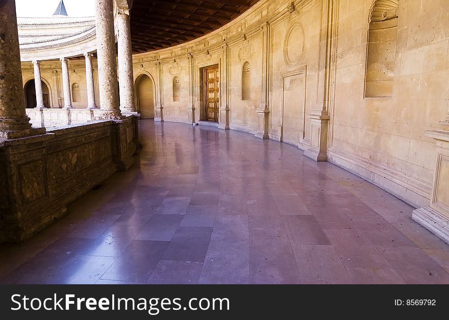 Beautiful corridor in European palace. Beautiful corridor in European palace.