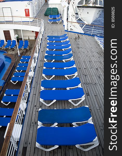 South pacific cruise.....looking down onto deck chairs. South pacific cruise.....looking down onto deck chairs