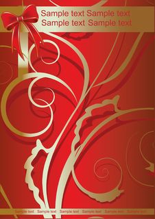 Red Bow On Decorative Background Stock Photography Red Bow On Decorative Background Stock Photography