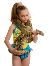Young Girl With Pet Snake Stock Photography Young Girl With Pet Snake Stock Photography