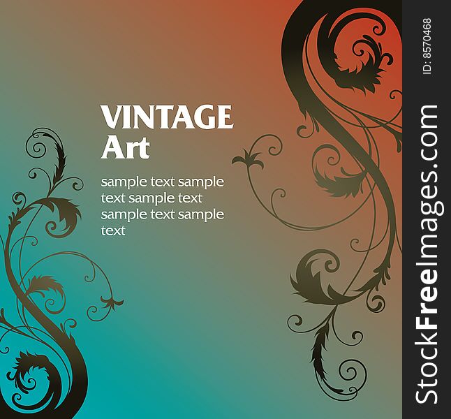 Vector vintage template frame In flower style