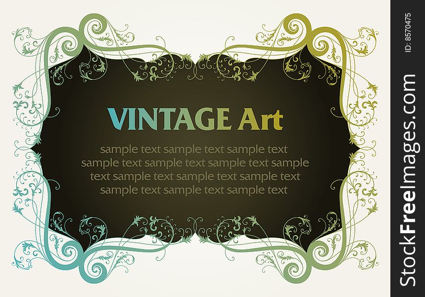 Vector vintage template frame In flower style