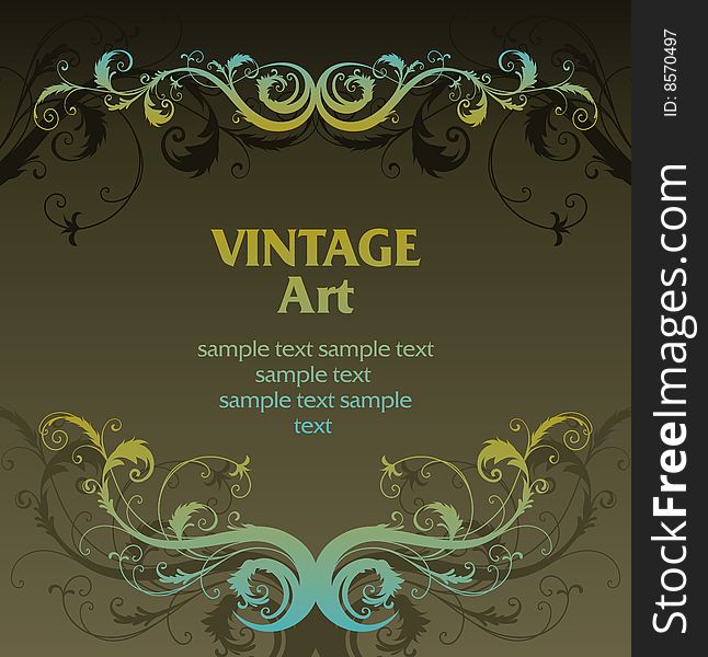 Vector vintage template frame In flower style