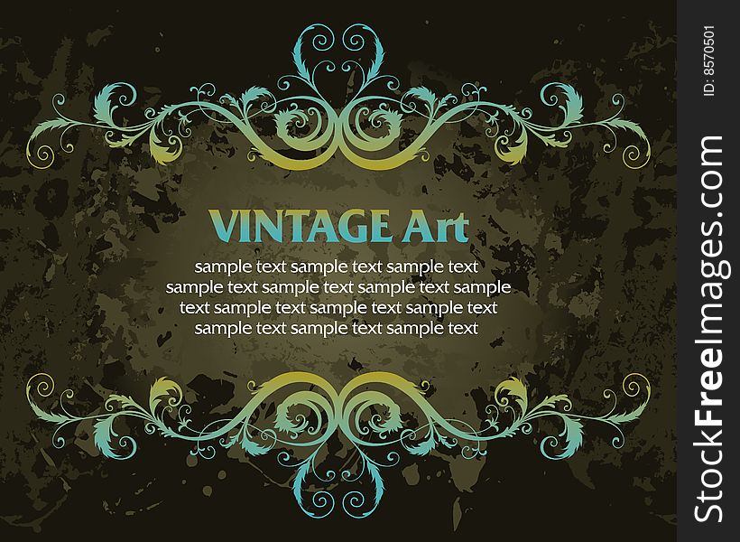 Vector vintage template frame In flower style