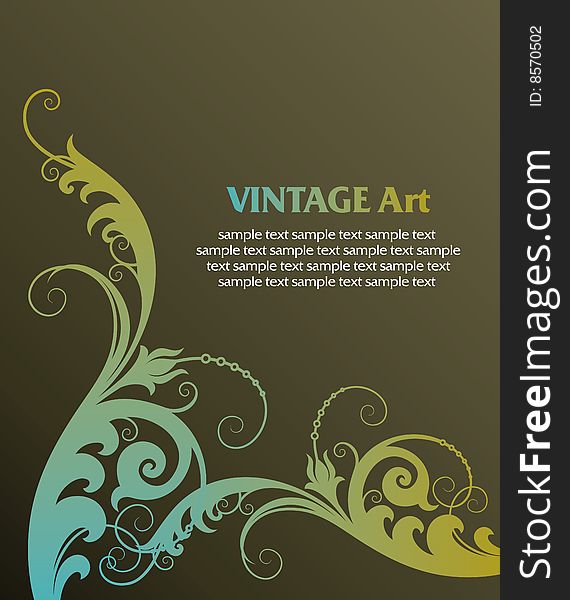 Vector vintage template frame In flower style