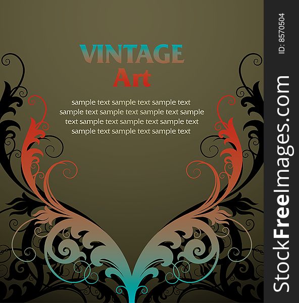 Vector vintage template frame In flower style