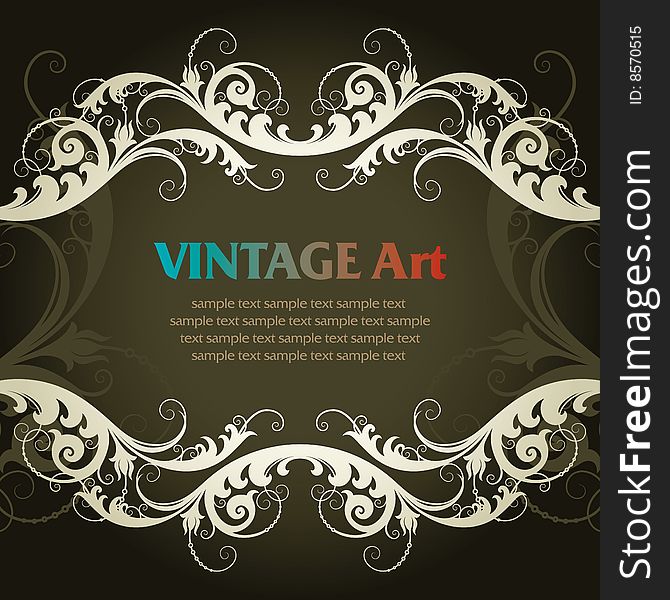 Vector vintage template frame In flower style