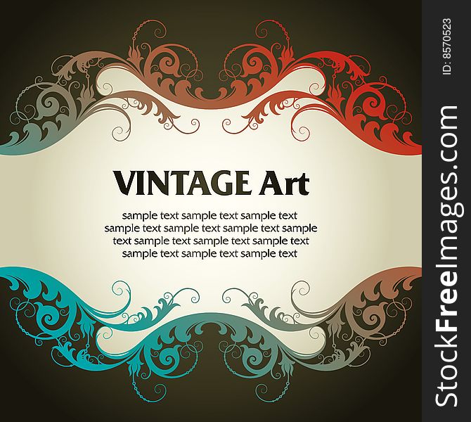 Vector vintage template frame In flower style