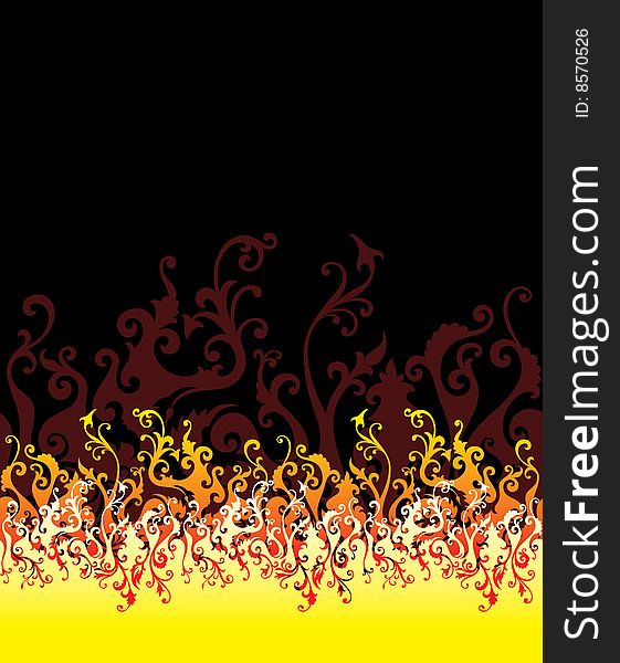 Vector floral ornament In flame style (horizontal seamless)