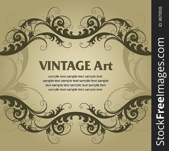 Vector vintage template frame In flower style