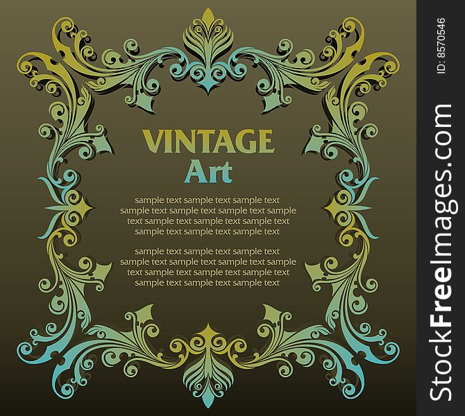Vector vintage template frame In flower style
