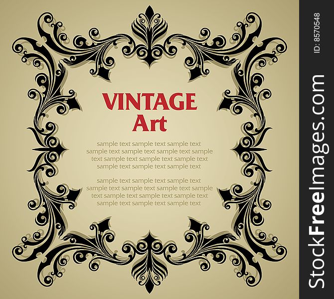 Vector vintage template frame In flower style