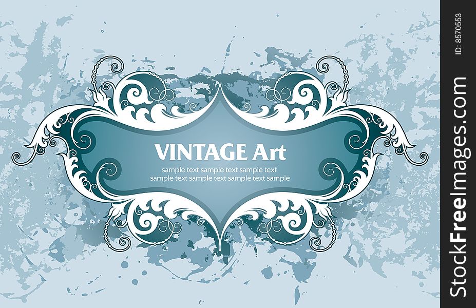 Vector vintage template frame In flower style