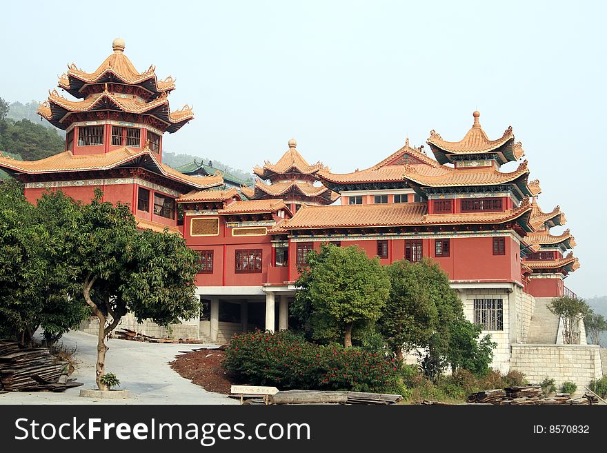 The chinese buildings in the park