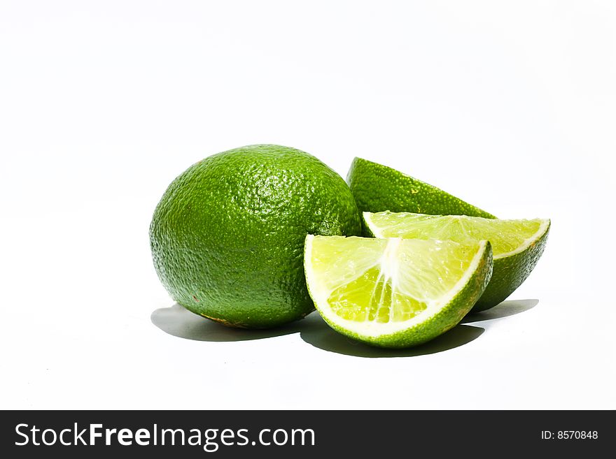 Tahitian Limes Isolated over white. Tahitian Limes Isolated over white