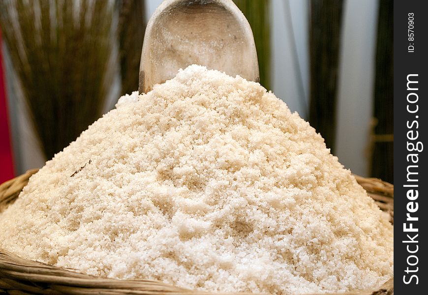 Natural Healthy Sea Salt In A Basket