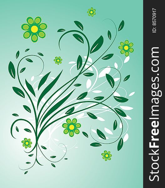 The background of flowers and leaves. Vector illustration
