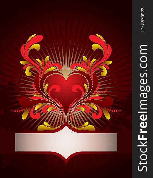 Vector heart with floral ornament. Vector heart with floral ornament