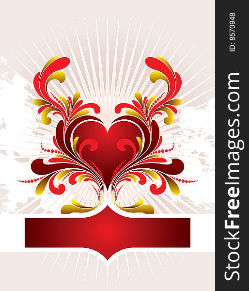 Vector heart with floral ornament. Vector heart with floral ornament