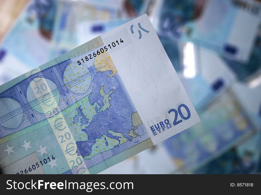twenty euro note in close up. twenty euro note in close up