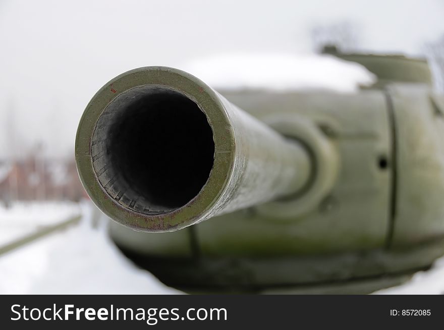 Trunk of a gun of tank T-34. The USSR 1945. Trunk of a gun of tank T-34. The USSR 1945