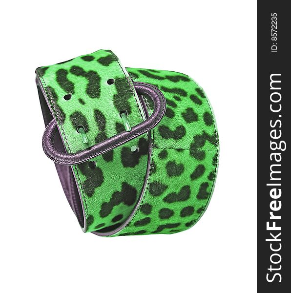 Green Leopard Leather Belt
