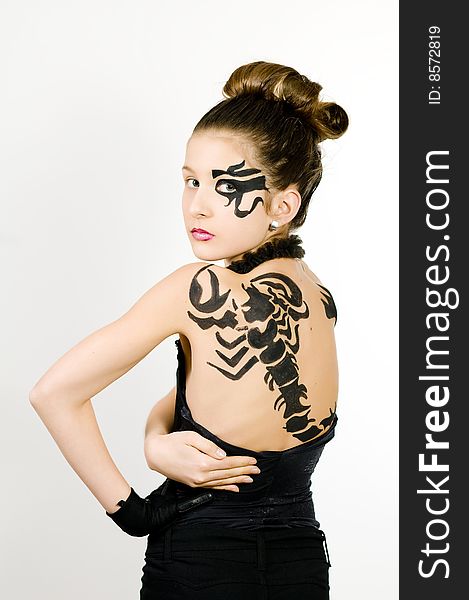 Girl With Scorpio Painted On Back