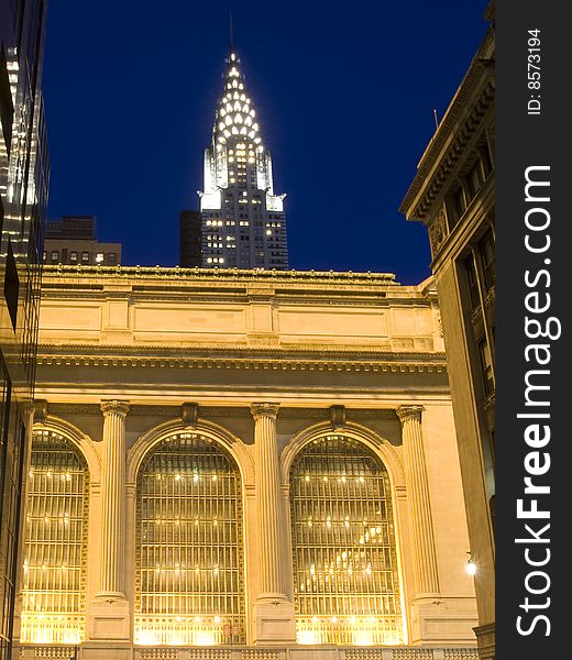 View in the dusk of the Grand Central Terminal in New York, USA.