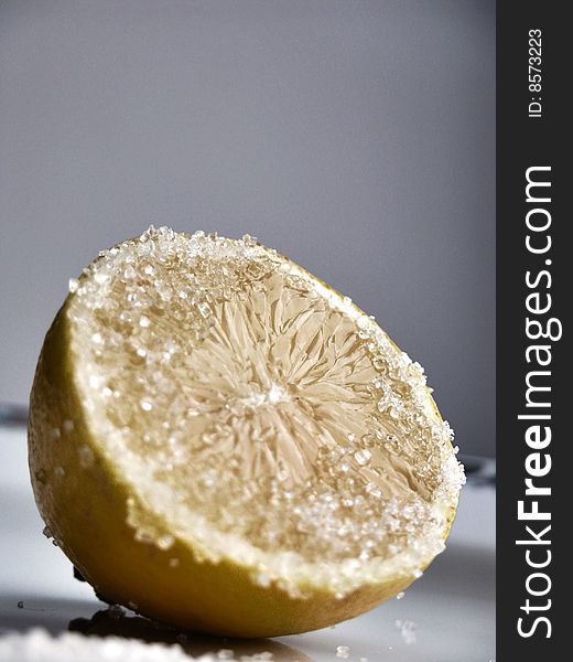 Juicy sour lemon with sugar