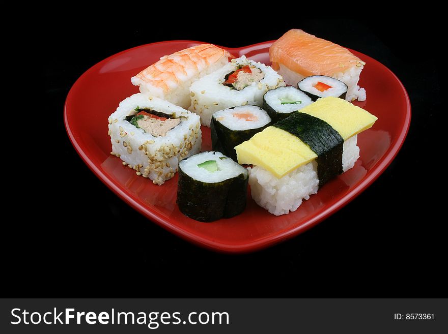 Isolated shot of Sushi on a Black Background. Isolated shot of Sushi on a Black Background