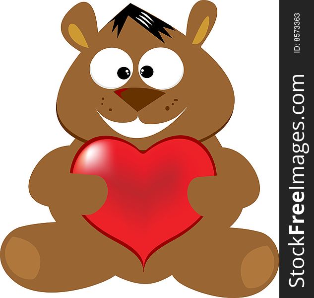 Cute bear with heart vector illustration