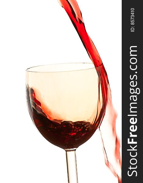 Pour The Wine Into The Glass On A White Background