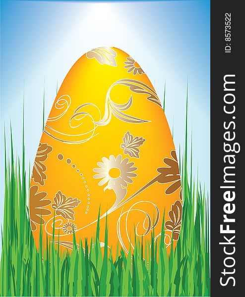 Easter background with gold egg